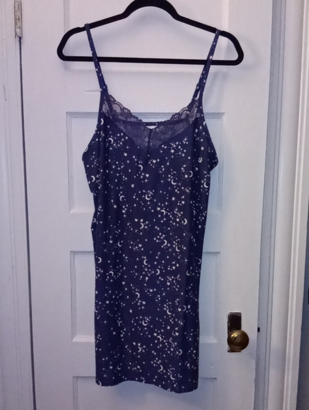 Navy Moon & Star Lace-Trim Slip Dress